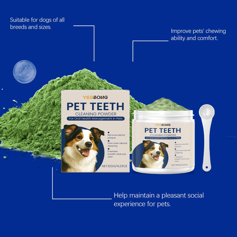 Yegbong 120g Dog Teeth Cleaning Powder for Dogs, Gentle Teeth Cleaning for Dogs to Improve Oral Odor and Freshen Breath