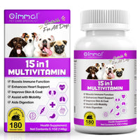 15 in 1 Multivitamin 180 Chewable Tablets Suitable For All Dogs Boosts Immune Function Enhances Heart Support Peking Duck Flavor
