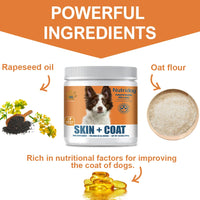 Skin & Coat Supplement for Dogs with Omega 3, 9 & Vitamin E, Supports fur health，Beef Flavor -120 Soft Chews