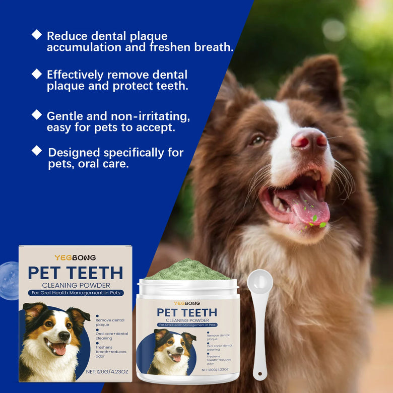 Yegbong 120g Dog Teeth Cleaning Powder for Dogs, Gentle Teeth Cleaning for Dogs to Improve Oral Odor and Freshen Breath