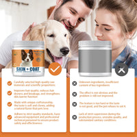Skin & Coat Supplement for Dogs with Omega 3, 9 & Vitamin E, Supports fur health，Beef Flavor -120 Soft Chews