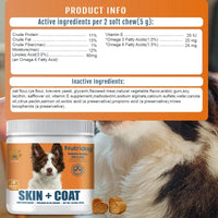 Skin & Coat Supplement for Dogs with Omega 3, 9 & Vitamin E, Supports fur health，Beef Flavor -120 Soft Chews