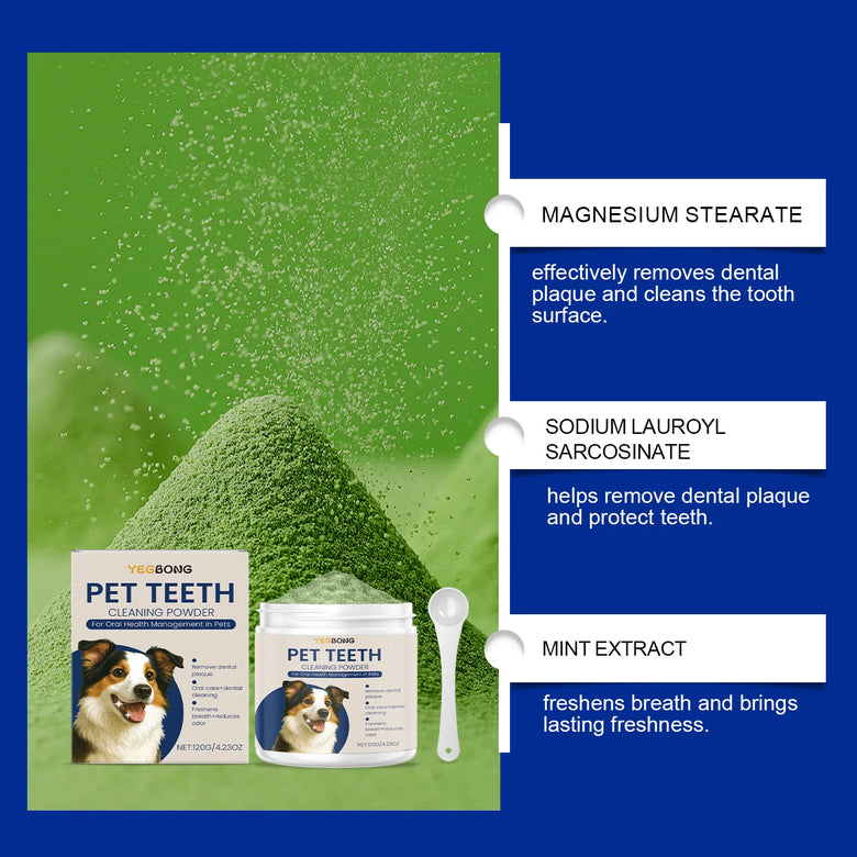 Yegbong 120g Dog Teeth Cleaning Powder for Dogs, Gentle Teeth Cleaning for Dogs to Improve Oral Odor and Freshen Breath